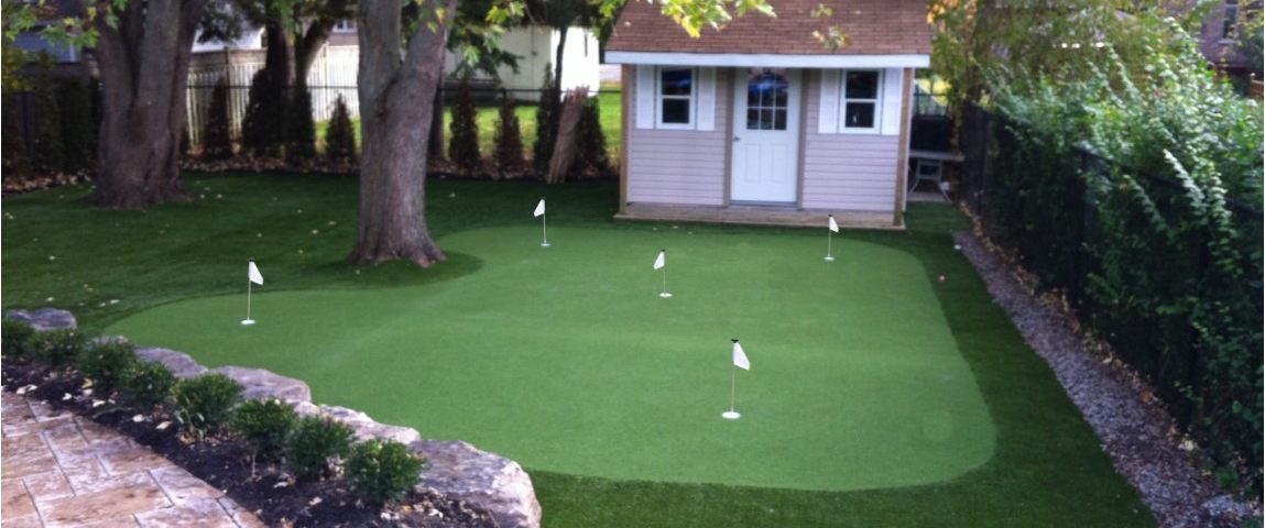 Pickering homeowner loves his no maintenance backyard with golf green