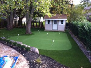 Pickering homeowner loves his no maintenance backyard with golf green 