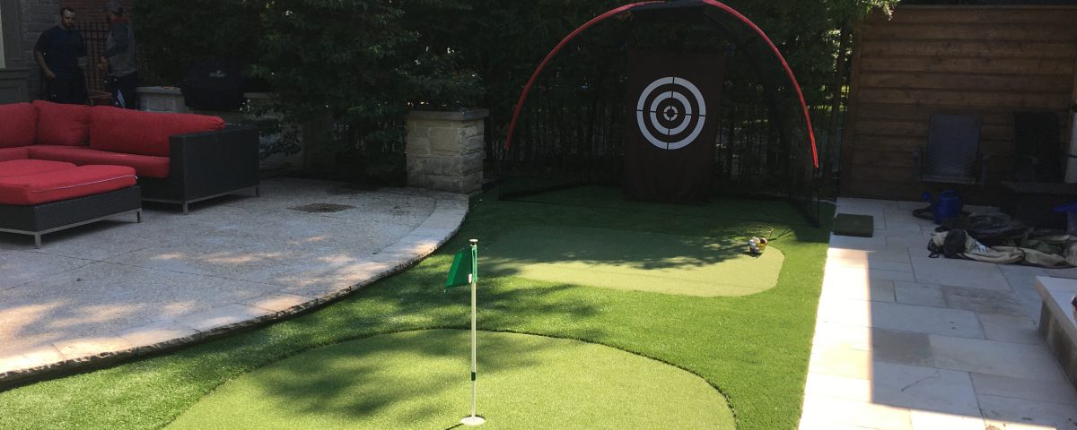 Golf green and hitting net