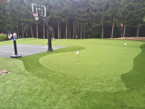 X large golf green with basketball court